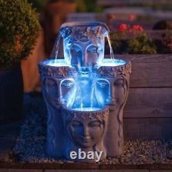 Hebe Cascade Water Feature Goddess Fountain Tiered Waterfall LED Lights 81cm