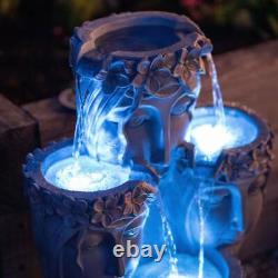 Hebe Cascade Water Feature Goddess Fountain Tiered Waterfall LED Lights 81cm