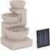 Hillvert Garden Solar Water Fountain 3 Bowls On Clay Wall Led Lighting