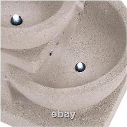 Hillvert Garden Solar Water Fountain 3 Bowls on Clay Wall LED Lighting