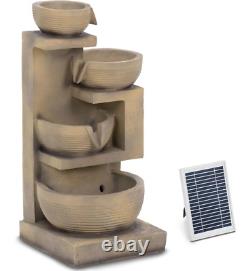 Hillvert Outdoor Garden Solar Water Feature Fountain 4 Bowls LED Wall Essembly