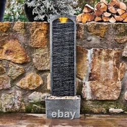 Home Garden Water Fountain Feature with LED Lights Outdoor Straight Waterfall