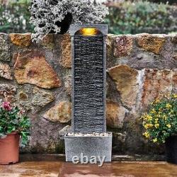 Home Garden Water Fountain Feature with Lights Outdoor Curved Waterfall New UK