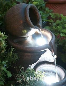 Honey Pot Cascading Jugs Fountain Garden Planter Water Feature with LED Lights