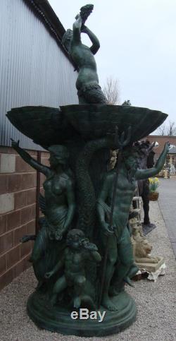 Huge Bronze Neptune Fountain / Water Feature 334cm High Verdigris Finish