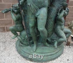 Huge Bronze Neptune Fountain / Water Feature 334cm High Verdigris Finish