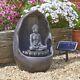 Hybrid Solar & Battery Powered Zen Buddha Fountain Outdoor Garden Water Feature