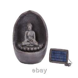 Hybrid Solar & Battery Powered Zen Buddha Fountain Outdoor Garden Water Feature