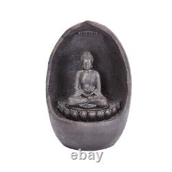 Hybrid Solar & Battery Powered Zen Buddha Fountain Outdoor Garden Water Feature