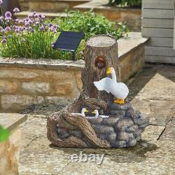 Hybrid Solar Powered Goose Waterfall Fountain Outdoor Garden Geese Water Feature
