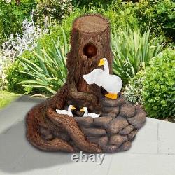 Hybrid Solar Powered Goose Waterfall Fountain Outdoor Garden Geese Water Feature