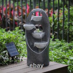 In/Outdoor Water Fountain Feature LED Lights Garden Statues Decor Solar Electric