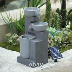 In/Outdoor Water Fountain Feature LED Lights Garden Statues Decor Solar Electric