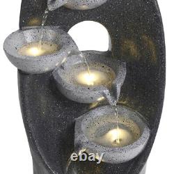 In/Outdoor Water Fountain Feature LED Lights Garden Statues Decor Solar Electric