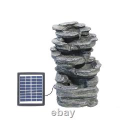 Indoor Outdoor Cascading Water Fountain Garden Patio Solar With LED Lights Pump