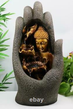 Indoor Outdoor Polyresin Buddha Garden Water Feature Fountain LED Lights Decor