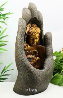 Indoor Outdoor Polyresin Buddha Garden Water Feature Fountain LED Lights Decor