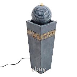 Indoor Outdoor Roman Column Water Ball Fountain Feature LED Lights Garden Statue