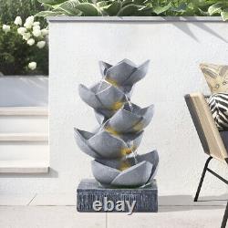 Indoor Outdoor Solar Water Fountain Feature with LED Lights Garden Statues Decor