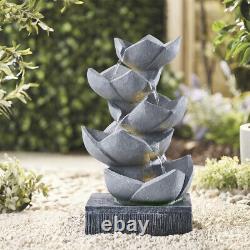 Indoor Outdoor Solar Water Fountain Feature with LED Lights Garden Statues Decor