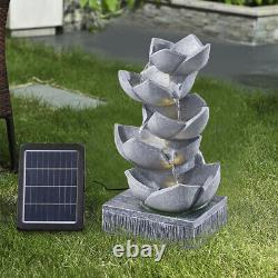 Indoor Outdoor Solar Water Fountain Feature with LED Lights Garden Statues Decor