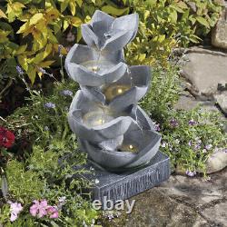 Indoor Outdoor Solar Water Fountain Feature with LED Lights Garden Statues Decor