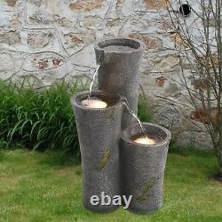 Indoor Outdoor Water Fountain Feature Statues LED Lights Bucket Rock Waterfall