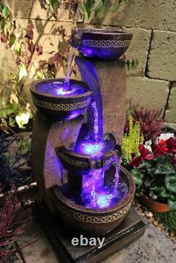 Kanthoros Water Feature Electric Water Fountain with LED Lights Garden Waterfall
