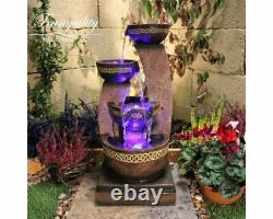 Kanthoros Water Feature Electric Water Fountain with LED Lights Garden Waterfall