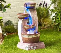 Kelkay Azure Columns Water Feature Garden Fountain Self Contained BLUE LED LIGHT