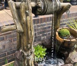 Kelkay Country Well Water Feature Pouring Buckets LED Classic Rustic Fountain