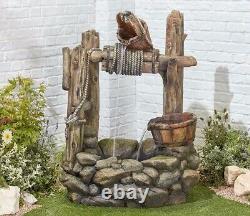 Kelkay Country Well Water Feature Pouring Buckets LED Classic Rustic Fountain