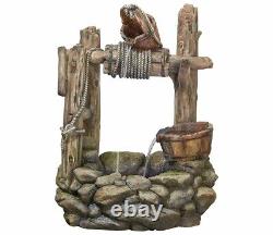 Kelkay Country Well Water Feature Pouring Buckets LED Classic Rustic Fountain