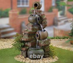 Kelkay Flowing Jugs Water Feature Garden Fountain LED LIGHT