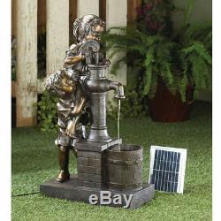 Kids With Water Pump Solar Garden Fountain