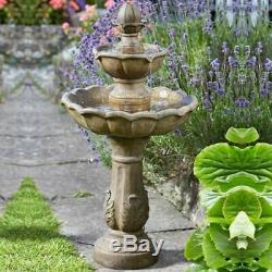 Kingsbury Stone Effect Two Tier Cascade Fountain Solar Garden Water Feature