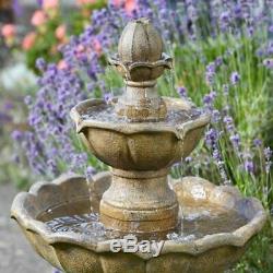 Kingsbury Stone Effect Two Tier Cascade Fountain Solar Garden Water Feature
