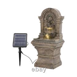 LED Garden Water Feature Outdoor Solar Powered Lions Head Cascading Fountain