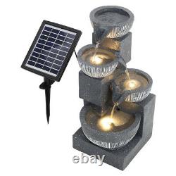 LED Light Solar Water Feature Garden Fountain Waterfall Indoor Outdoor Statues