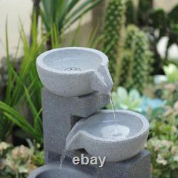 LED Light Yard Garden Cascading Fountain Solar Rockfall Water Feature uk