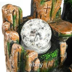 LED Lights Resin Rockery Garden Water Fountain Home Office Desktop Decor 220V