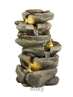 LED Outdoor 6 Tier Rock Water Fountain