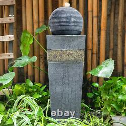 LED Outdoor Stone Rotating Ball Tower Effect Water Fountain Feature Garden 80CM