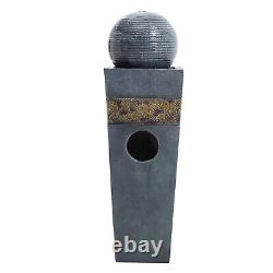 LED Outdoor Stone Rotating Ball Tower Effect Water Fountain Feature Garden 80CM