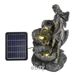 LED Solar Angel Stone Water Feature Garden Fountain Resin Statues Outdoor Decor