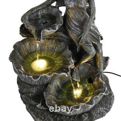 LED Solar Angel Stone Water Feature Garden Fountain Resin Statues Outdoor Decor