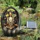Led Solar Fountain Outdoor Water Feature Polyresin Golden Buddha Garden Statue