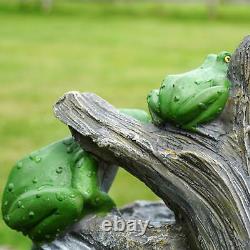 LED Solar Frog Fountain Outdoor Garden Water Feature Statues Home Decoration