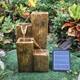 Led Solar Power Cascading Fountain Water Feature Wood Effect Statue Garden Decor