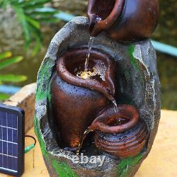 LED Solar Powered Fountain Outdoor Water Feature Garden Statue Home Decorative